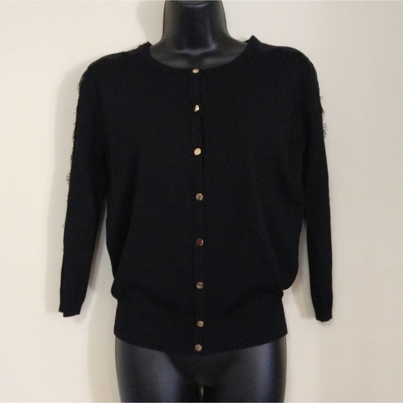 Catherine Malandrino Eyelash Lace Sleeve Cardigan - Picture 2 of 6